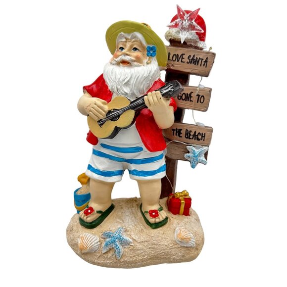 Santa at the Beach Light Up Christmas Decoration Shorts Flip Flops Accessories - Picture 1 of 16